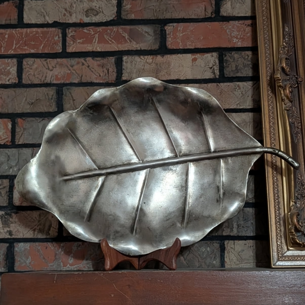 Silver Leaf-Shaped Decorative Tray